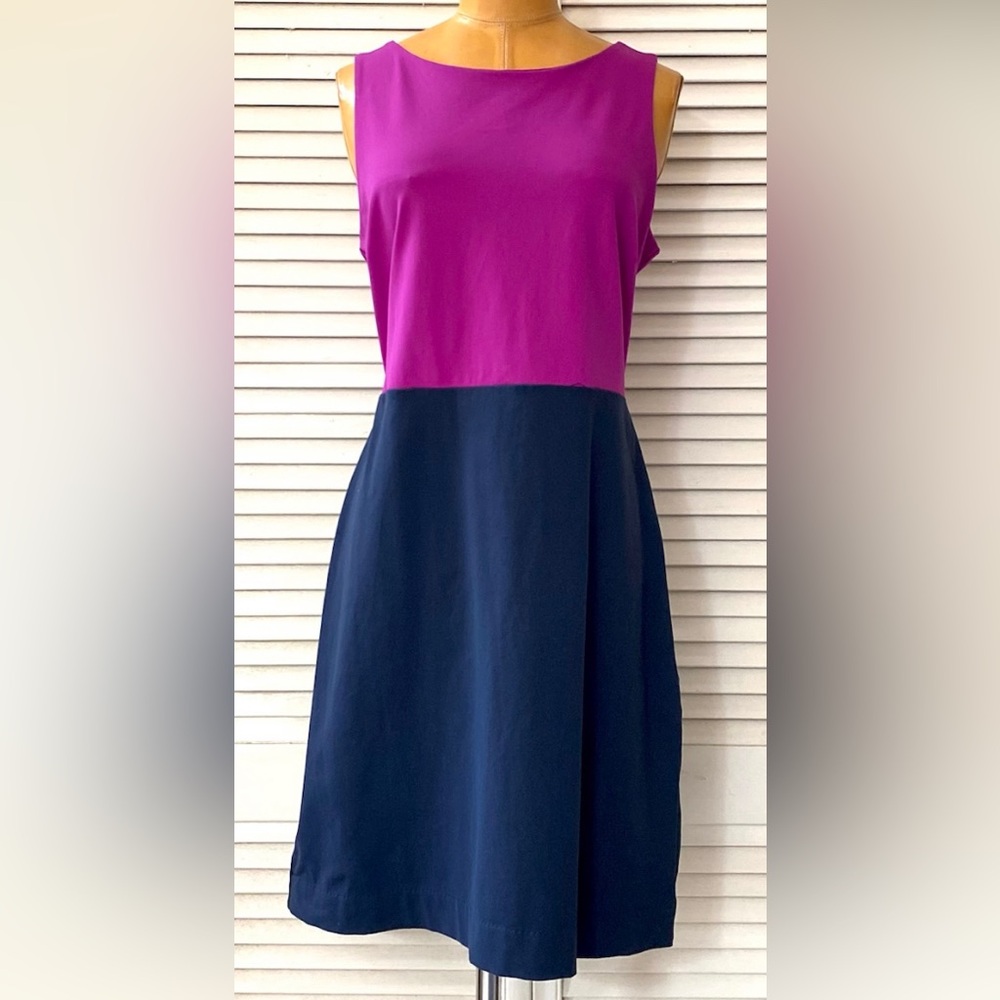 Cynthia Rowley Dress Women’s Large Fuchsia Pink Navy Color Block Office Party